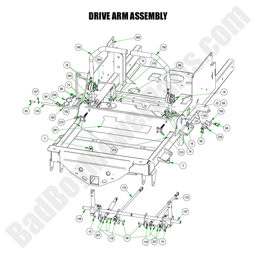 3232 - Bad Boy Mower Parts Lookup > 2023 > Rogue > Drive Arm Assembly